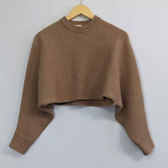 Wilfred Free Lolan Cropped Merino Wool Sweater | Tan | Size M | EUC - Picture 3 of 12